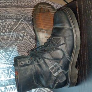 Men's black leather Dr. Marten's moto boot